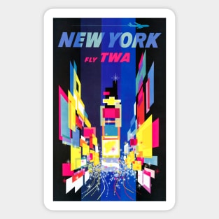 Remastered Fly TWA New York Travel Poster Sticker